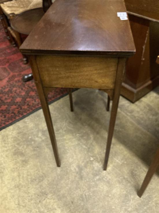 A small George III style side table, fitted two drawers, width 50cm depth 32cm height 71cm